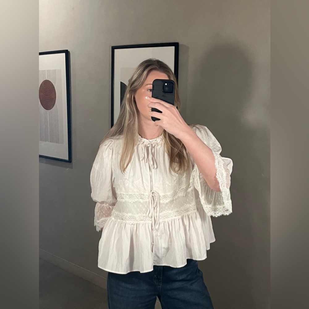 NWT FREE PEOPLE INTIMATELY Forever Young Bed Jacket In White Alyssum MSRP $78 - Picture 12 of 16
